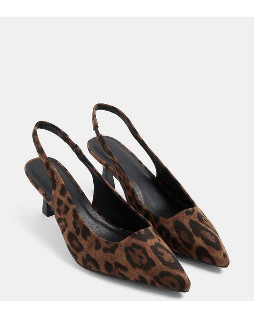 Yours Clothing Black Wide Fit Leopard Faux Suede Sling Back Heels