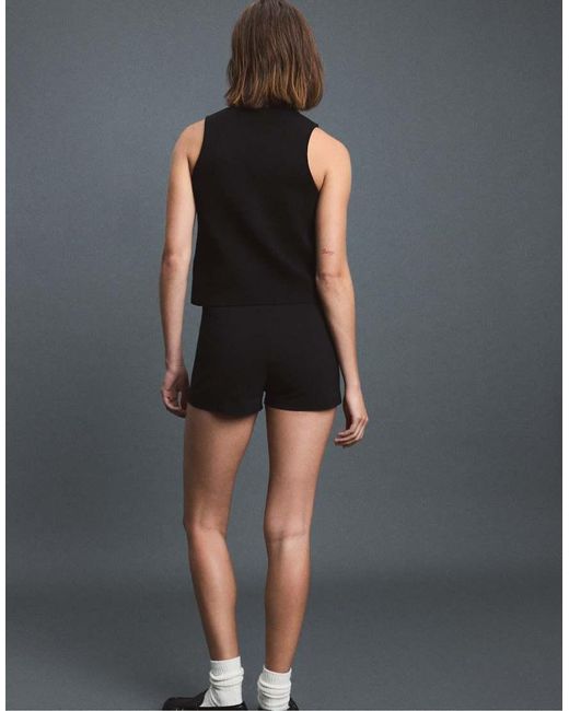 Stradivarius Black Buttoned Knit Vest