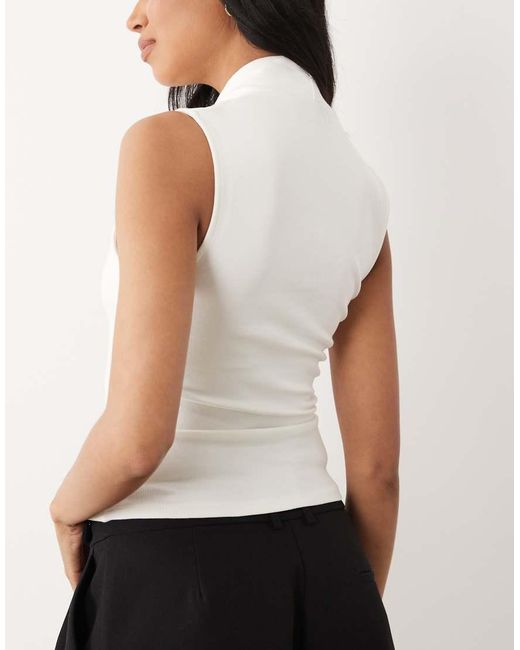 ASOS White Compact Cotton Plunge Top