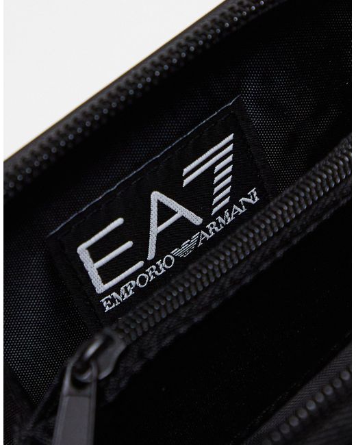 EA7 Black Armani Logo Zip Around Wallet for men