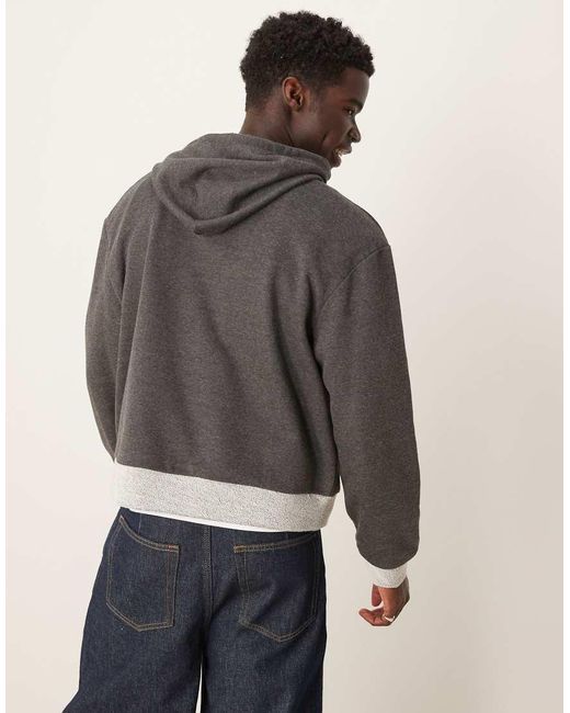 Sudadera Gris Carbón De Corte Cuadrado Extragrande Con Capucha Y Bajo En Contraste De ASOS de hombre de color Gray