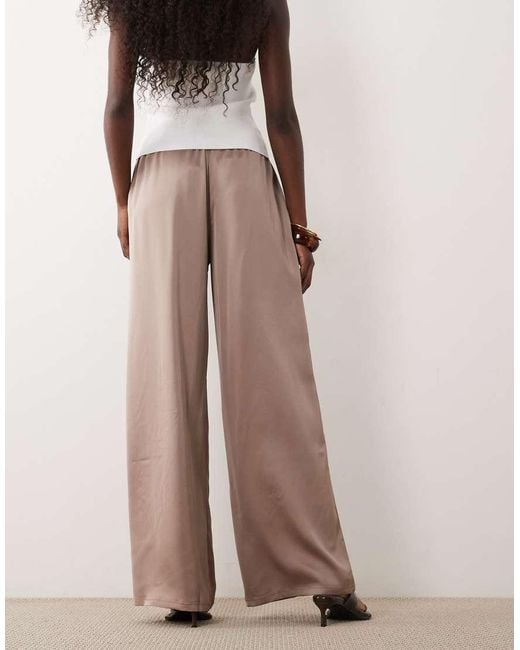 Vila Pink Tie Waist Wide Leg Satin Trousers