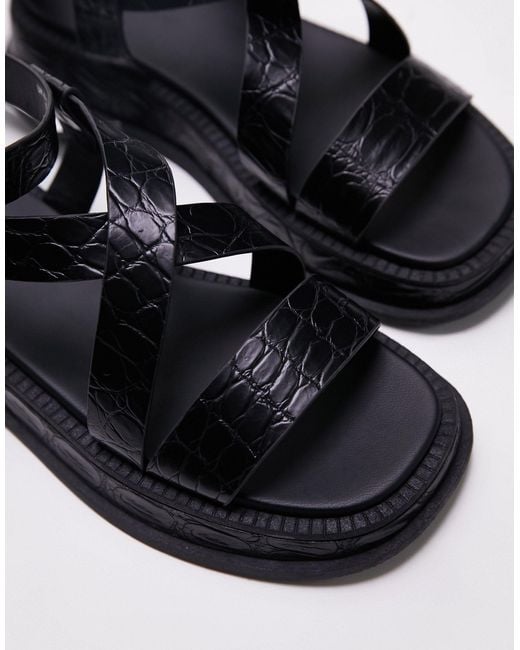 Sandalias negras con suela gruesa jasmine TOPSHOP de color Black