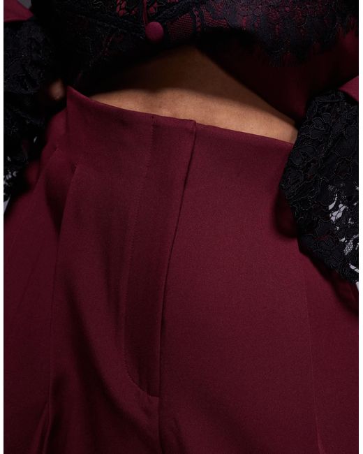 Curve - pantalon large habillé d'ensemble - cerise foncé ASOS en coloris Purple