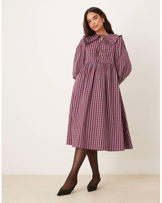 Glamorous Red Tie Front Smock Midi Dress