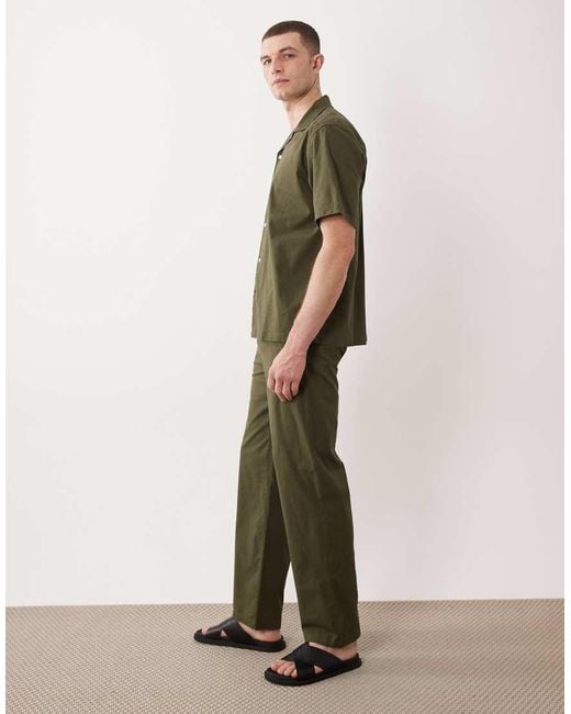 Only & Sons Green Linen Look Loose Fit Trousers Co-ord for men