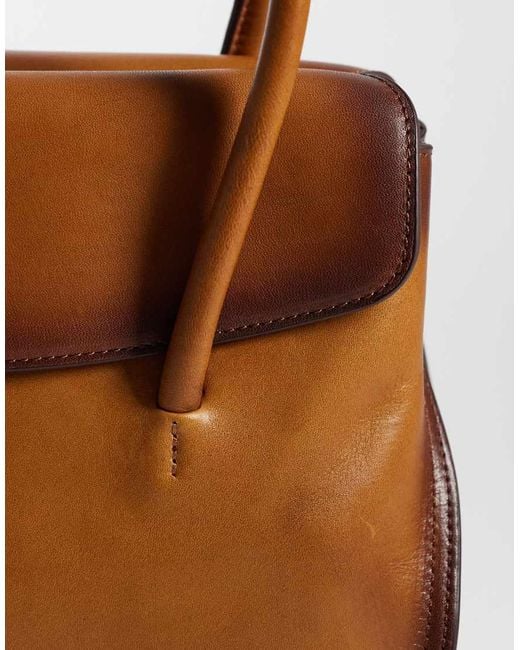 Mango Brown 100% Leather City Bag