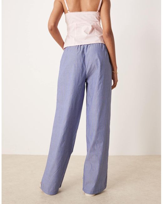 Lioness Blue Boxer Waistband Wide Leg Poplin Trousers