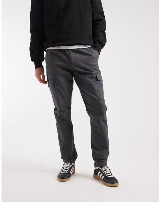 ASOS Black Slim Pull On Cargo Trousers for men