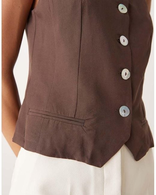 Mango Brown High Neck Waistcoat