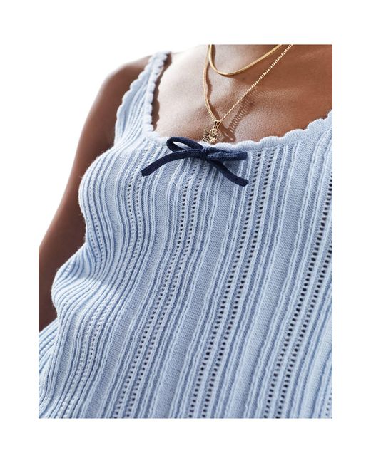 ASOS Blue – camisole-oberteil aus pointelle-strick