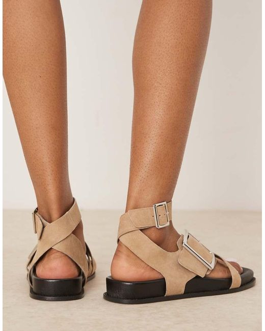 ASOS Natural Flawless Suede Toe Loop Footbed Sandals