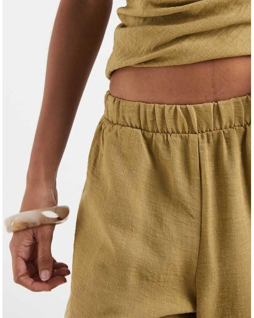 Vero Moda Metallic Linen Look High Waist Wide Leg Trouser Co-ord