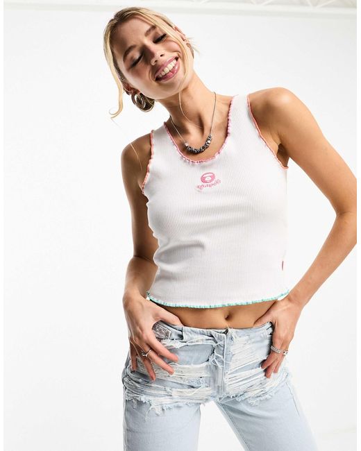 Aape By A Bathing Ape White – geripptes tanktop