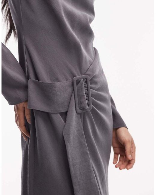 ASOS White Slash Neck Drop Waist Belted Maxi Dress