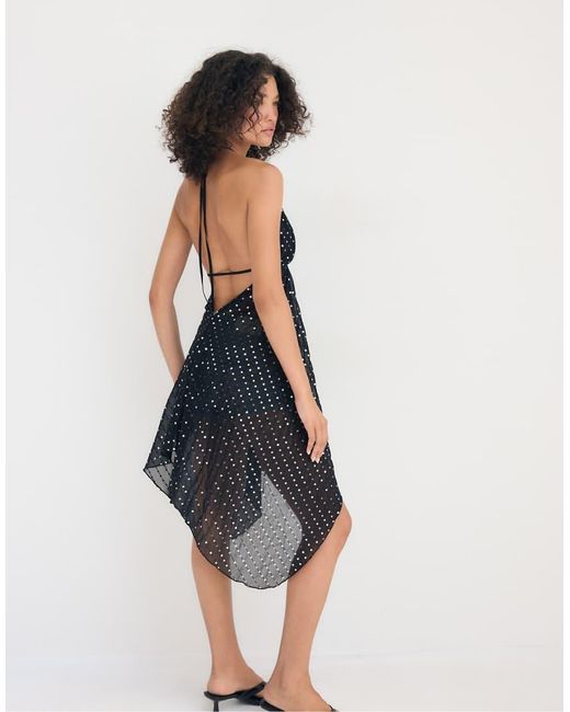Stradivarius Blue Sequin Flowing Top