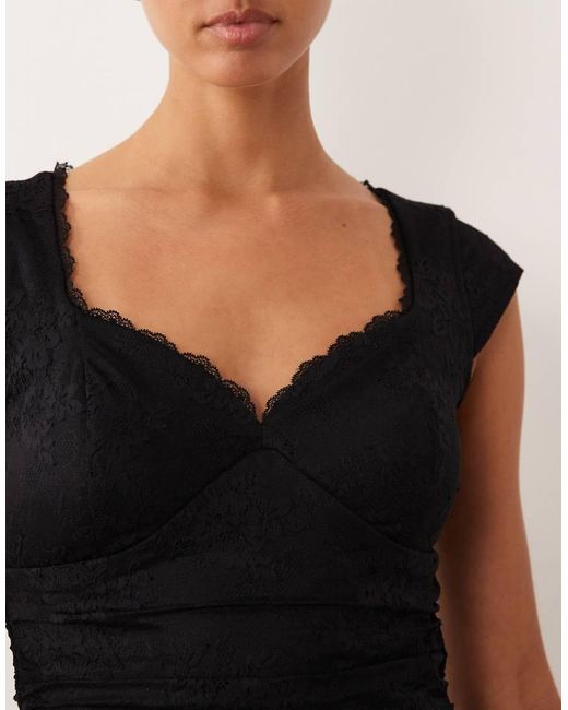 Abercrombie & Fitch Black Lace Sweetheart Neck Top With Built