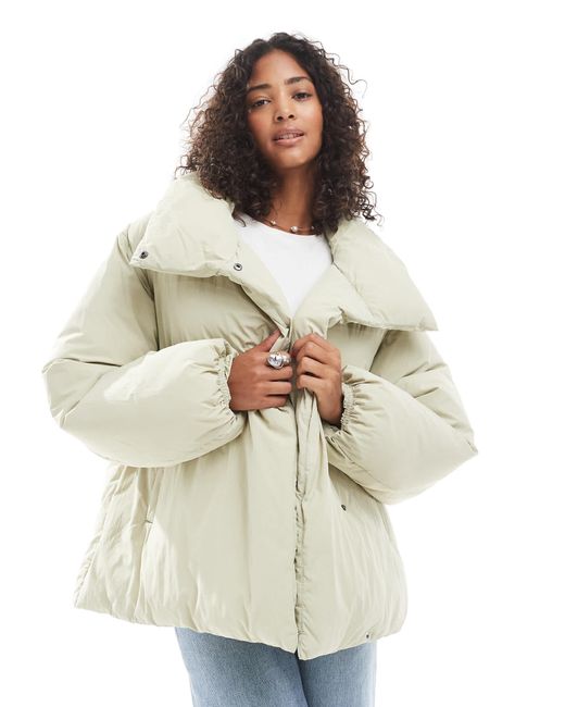 ASOS White Funnel Neck Clean Puffer Jacket