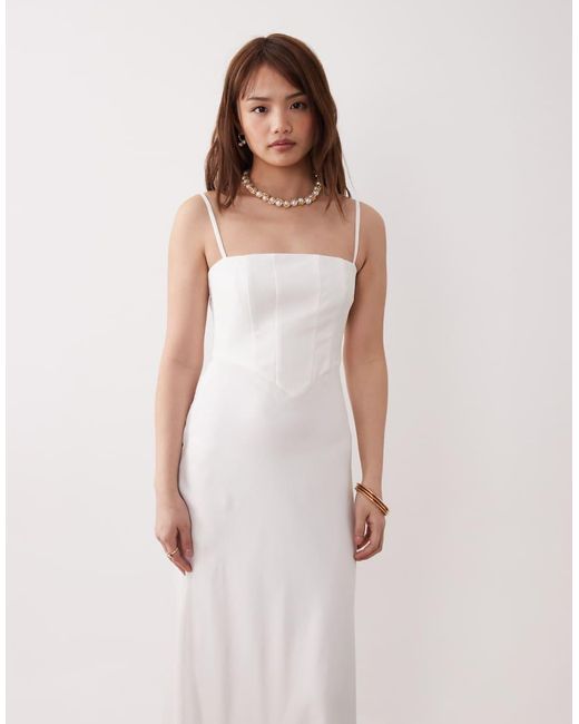 Forever New Pink Square Neck Corset Maxi Dress