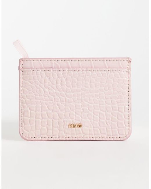 Mango Pink Croc Effect Card Holder