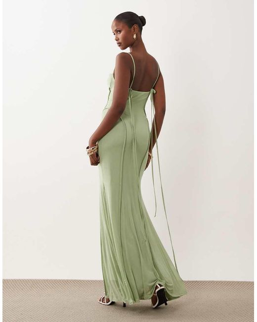 ASOS Green Mesh Exposed Seam Sculpted Cupped Maxi Dress