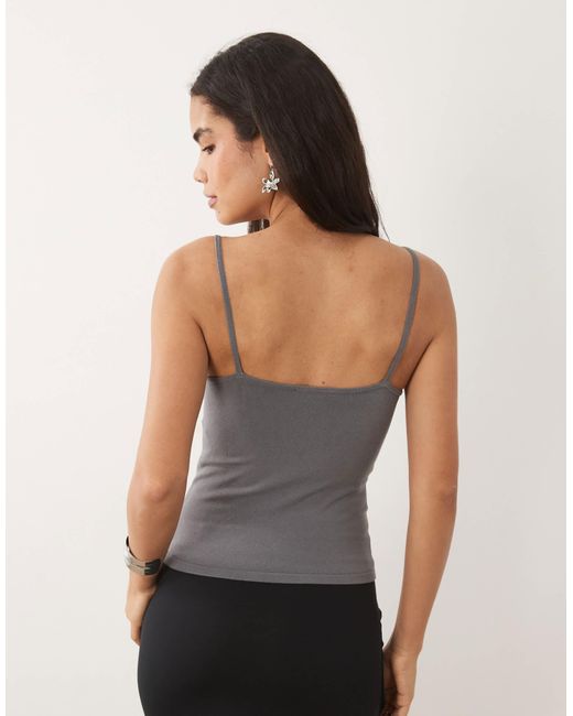 Mango Gray Sequin Strappy Cami Top