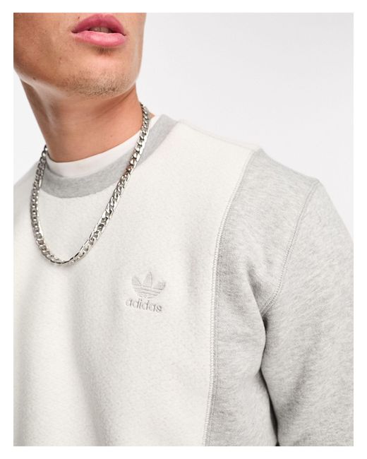 adidas Originals Essentials+ Small Logo Cut And Sew Sweatshirt in White for  Men | Lyst Australia