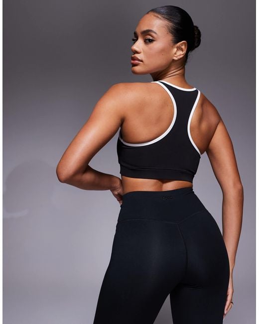 4505 Black Tennis Scoop Neck Light Support Sports Bra With Removable Padding