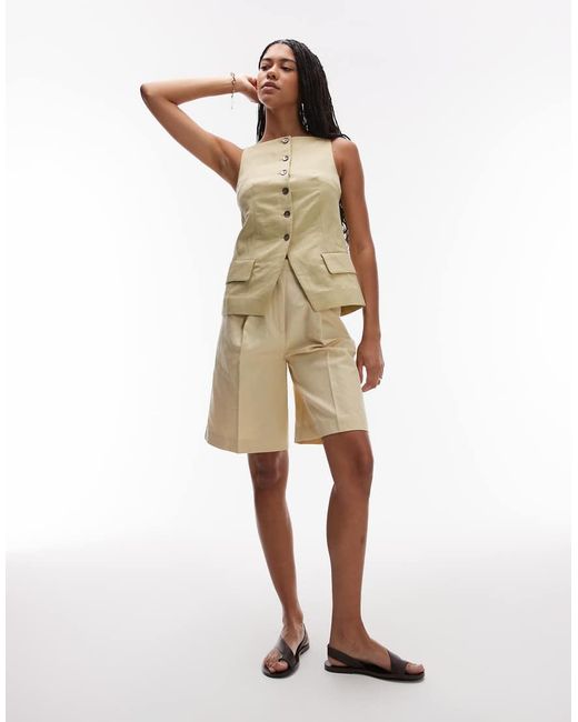 & Other Stories Natural Linen Blend Square Neck Waistcoat Top