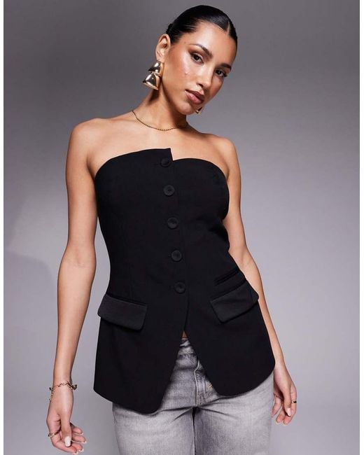 River Island Black Tux Tailored Bandeau Top