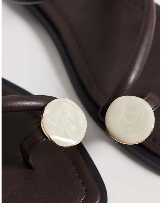 Public Desire White Farron Flat Sandals With Stone Applique
