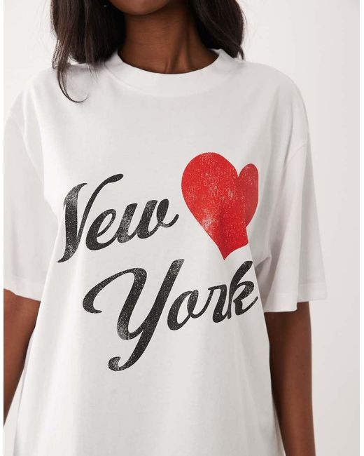 ASOS White Short Sleeve Oversized T-Shirt With New York Graphic