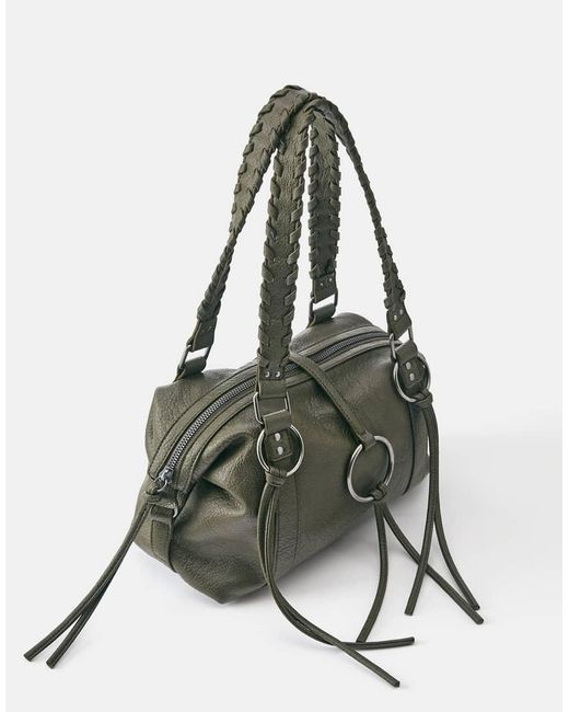 Pull&Bear Green Ring Detail Shoulder Bag
