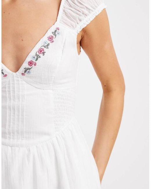 Hollister White Sleeveless Milkmaid Mini Dress