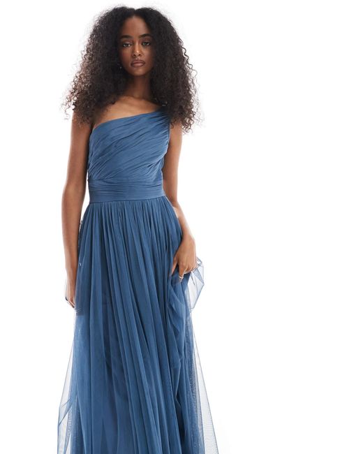 L'invitée - robe longue et asymétrique - profond LACE & BEADS en coloris Blue