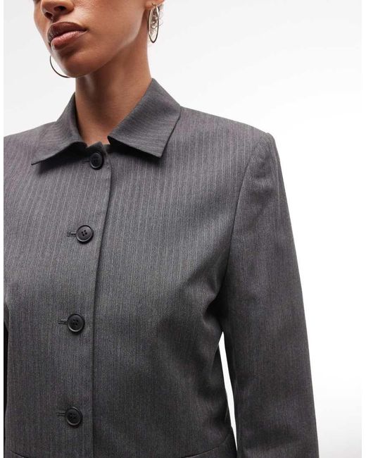 Weekday Gray Fitted Linen Look Button Up Jacket