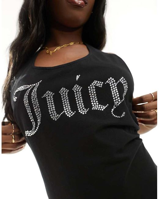 Juicy Couture Diamante Halter Mini Dress in Black | Lyst UK Juicy Couture Diamante Halter Mini Dress in Black | Lyst UK