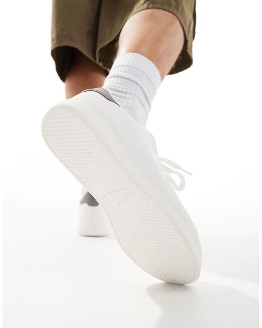 Pull&Bear White Lace Up Back Tab Trainer for men