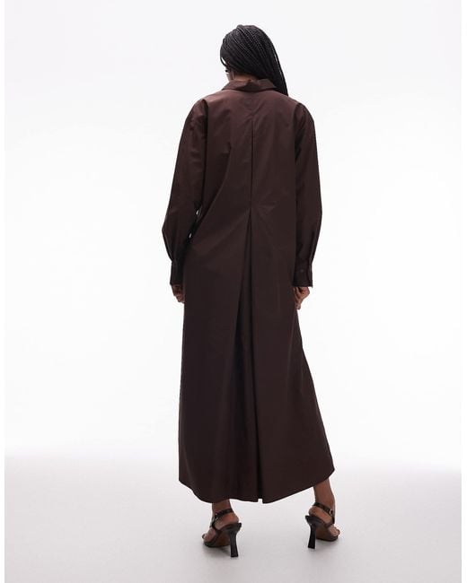 ARKET Brown Pure Cotton Maxi Shirt Dress With Side Splits
