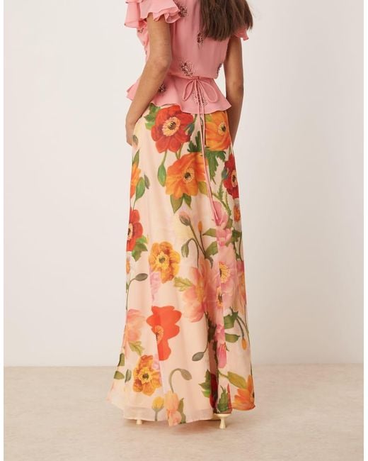 Hope & Ivy Pink High Waist Thigh Slit Maxi Skirt