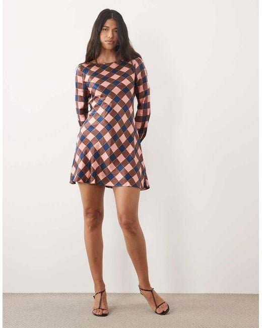 Nobody's Child Red Romy Satin Long Sleeve Mini Dress