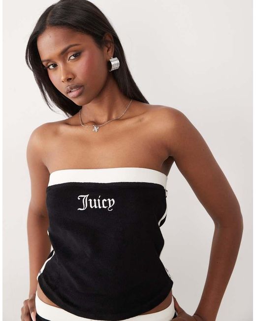 Juicy Couture Blue Co-ord Applique Logo Terry Boobtube Top