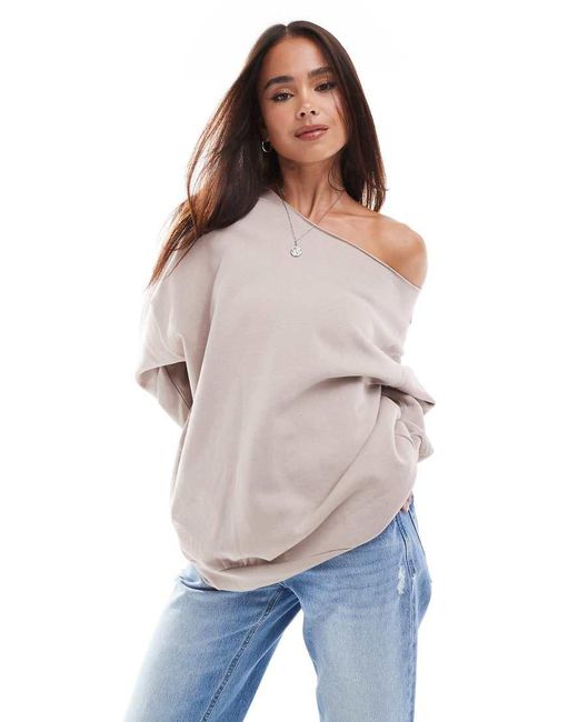 ASOS Blue Off Shoulder Oversized Sweatshirt