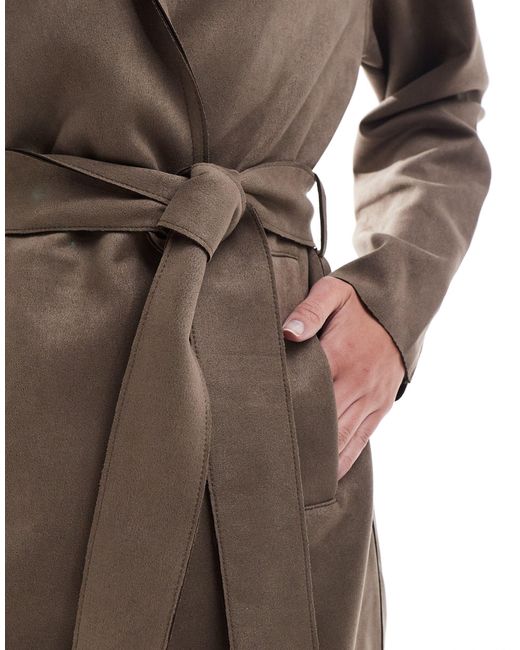 Manteau croisé devant à ceinture - marron clair ONLY en coloris Brown
