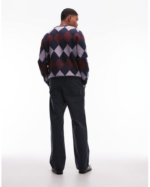 DOUBLE A by WOOD WOOD Blue Lax Straight Leg Trousers for men