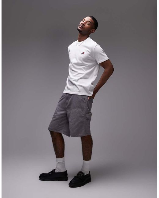 Camiseta Blanca De Corte Estándar Con Parche De -Blanco Tommy Hilfiger de color Gray