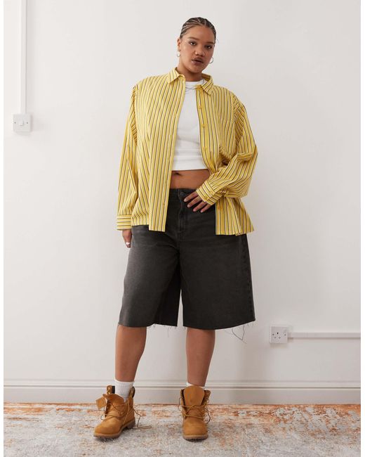 Collusion Natural Plus – gestreiftes oversize-hemd