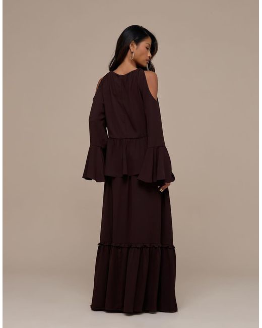 Wanderdoll Brown Meadow Tiered Maxi Skirt Co-ord