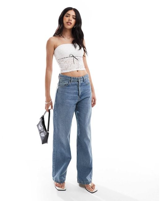 Hollister White Lace Peplum Tube Top