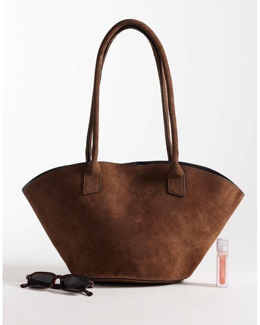 ASOS Brown Vase Shaped Suede Tote